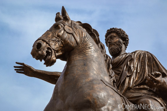 cavaleiro, cavalo, escultura, estátua de bronze, homem, imperador romano, Marcus Aurelius, Piazza del Campidoglio, Roma